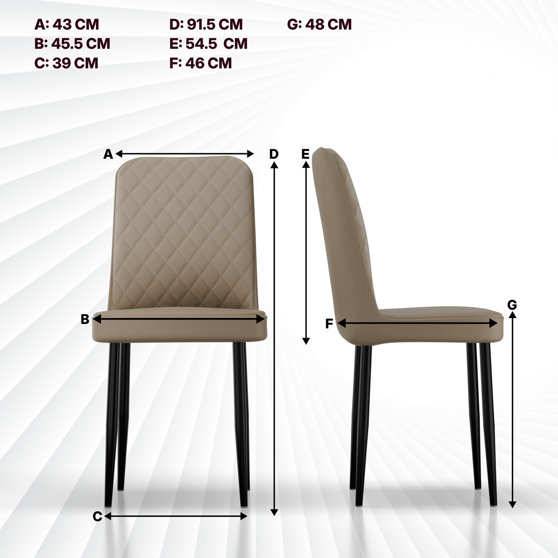 FurniVo IKON Premium Dining Chair with Cushioned Seat & Metal Legs