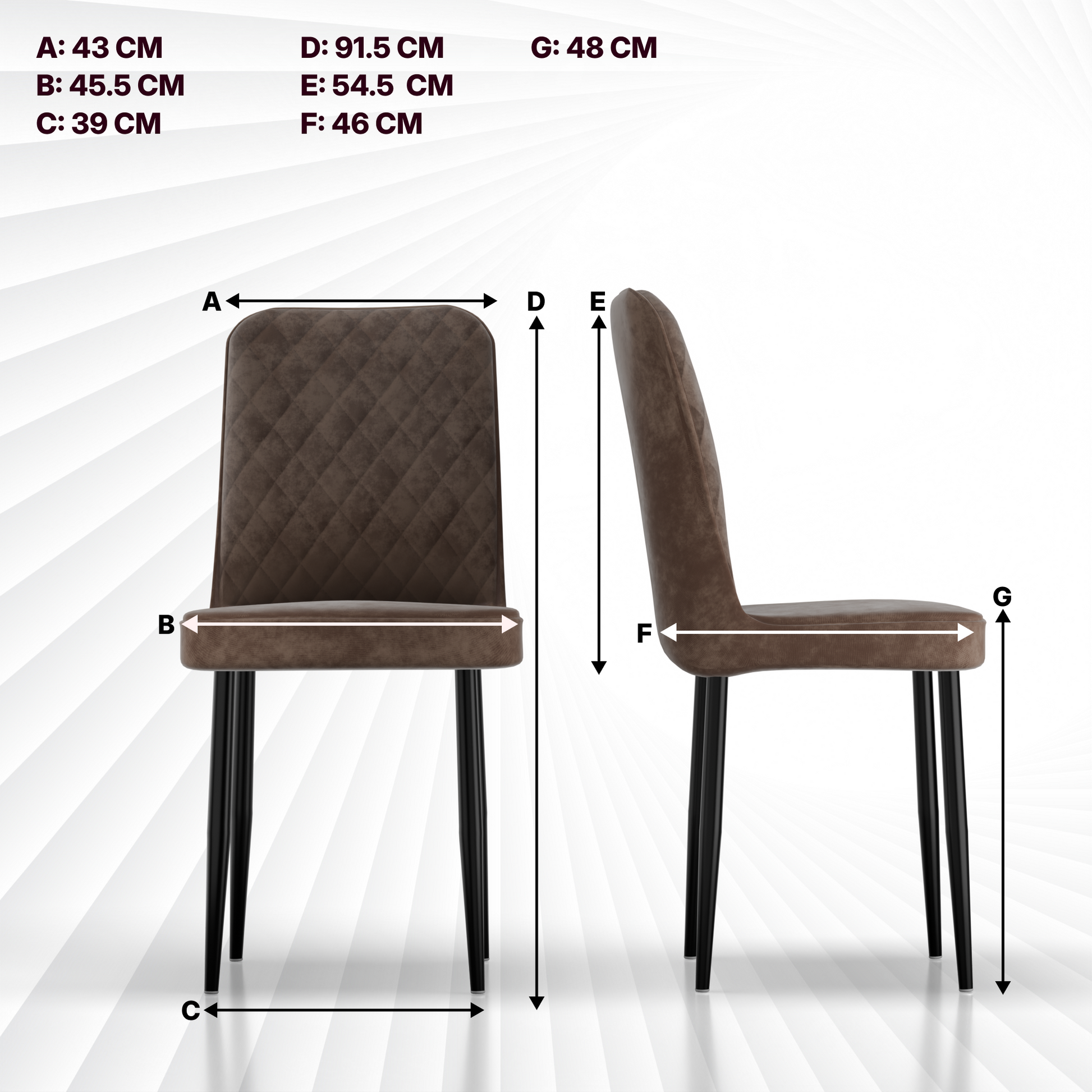 FurniVo IKON Premium Dining Chair with Cushioned Seat & Metal Legs