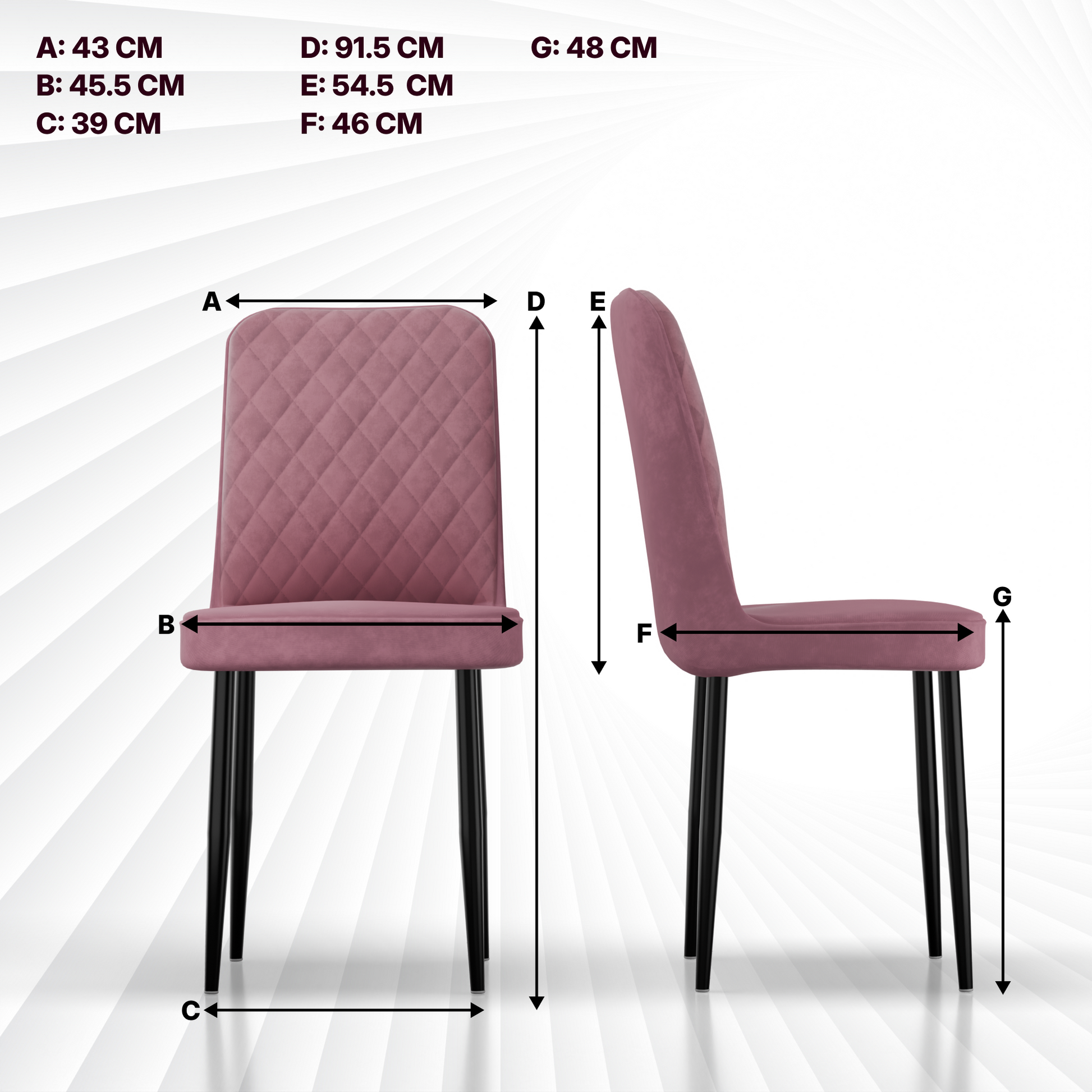 FurniVo IKON Premium Dining Chair with Cushioned Seat & Metal Legs