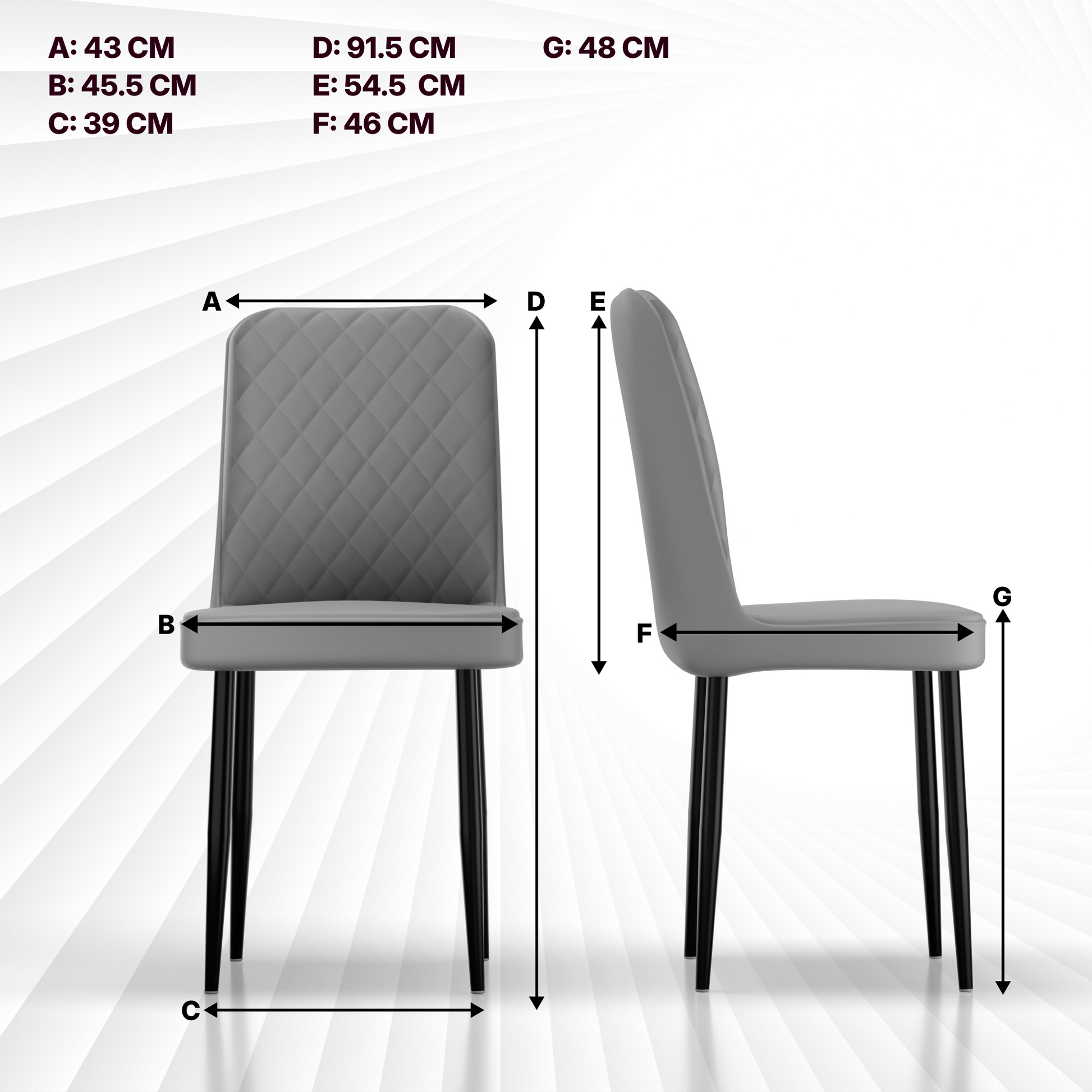 FurniVo IKON Premium Dining Chair with Cushioned Seat & Metal Legs