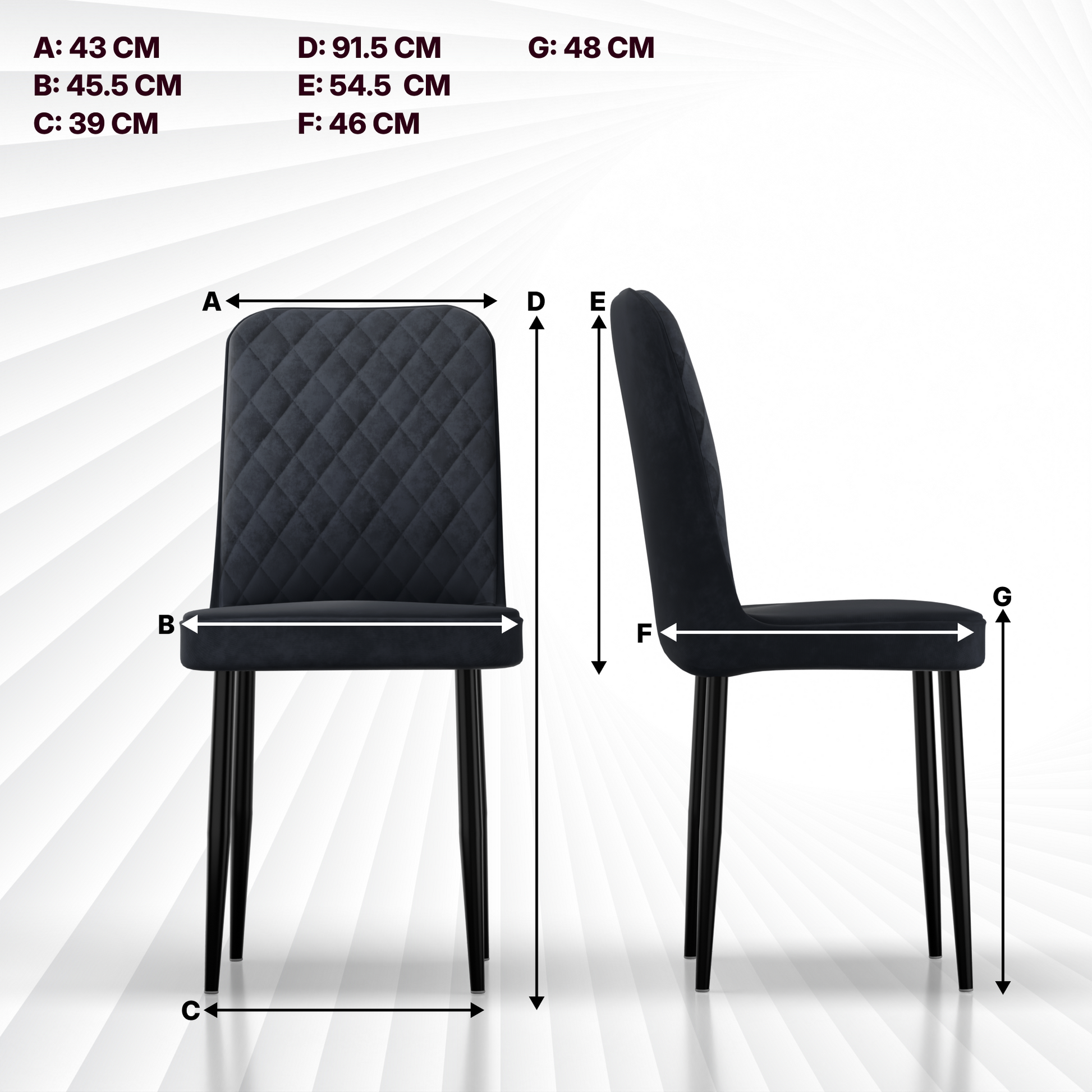 FurniVo IKON Premium Dining Chair with Cushioned Seat & Metal Legs
