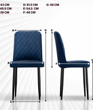 FurniVo IKON Premium Dining Chair with Cushioned Seat & Metal Legs