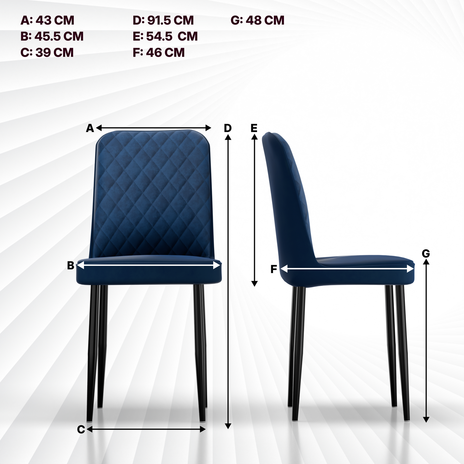 FurniVo IKON Premium Dining Chair with Cushioned Seat & Metal Legs