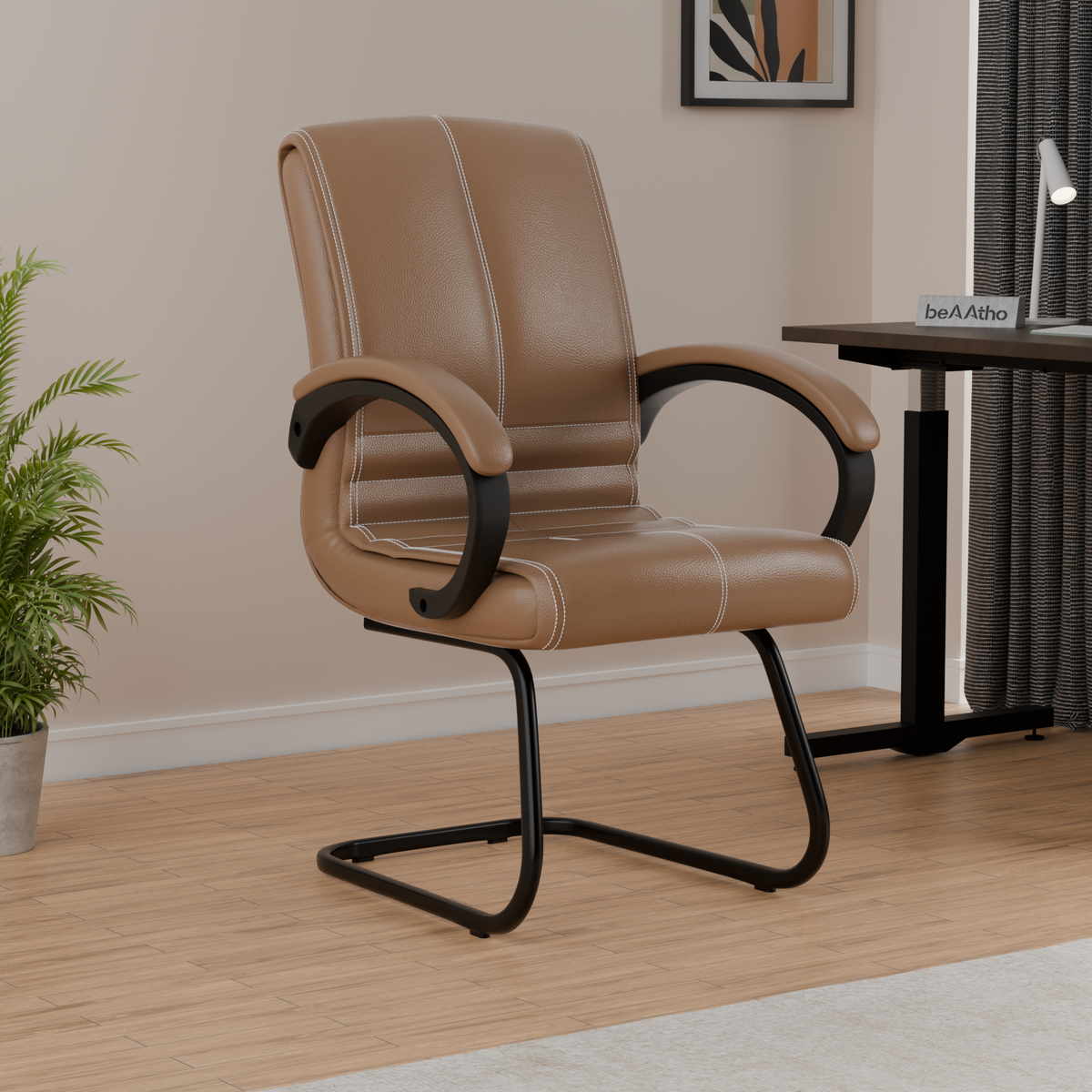 beAAtho® Aura Ergonomic Chair with Cushioned Seat & Backrest | Office & Visitor Chair