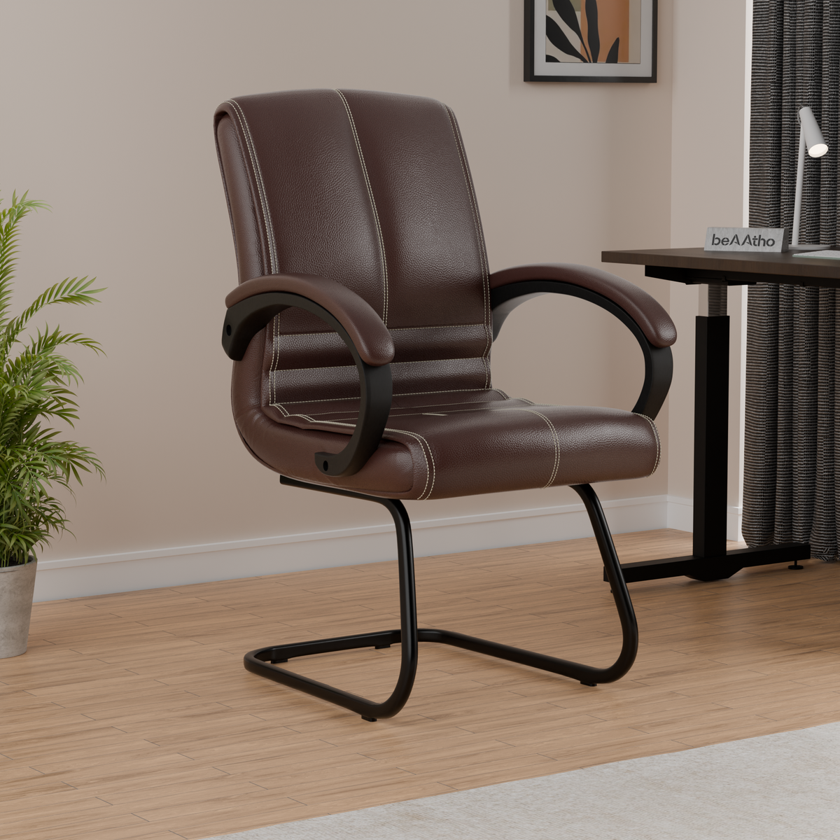 beAAtho® Aura Ergonomic Chair with Cushioned Seat & Backrest | Office & Visitor Chair