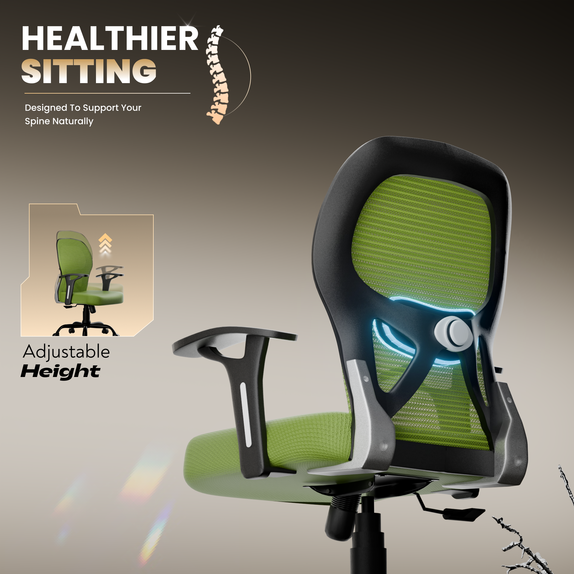 Leo Ergonomically Adjustable Executive High Back Mesh Home & Office Revolving Chair with 3 Years Warranty