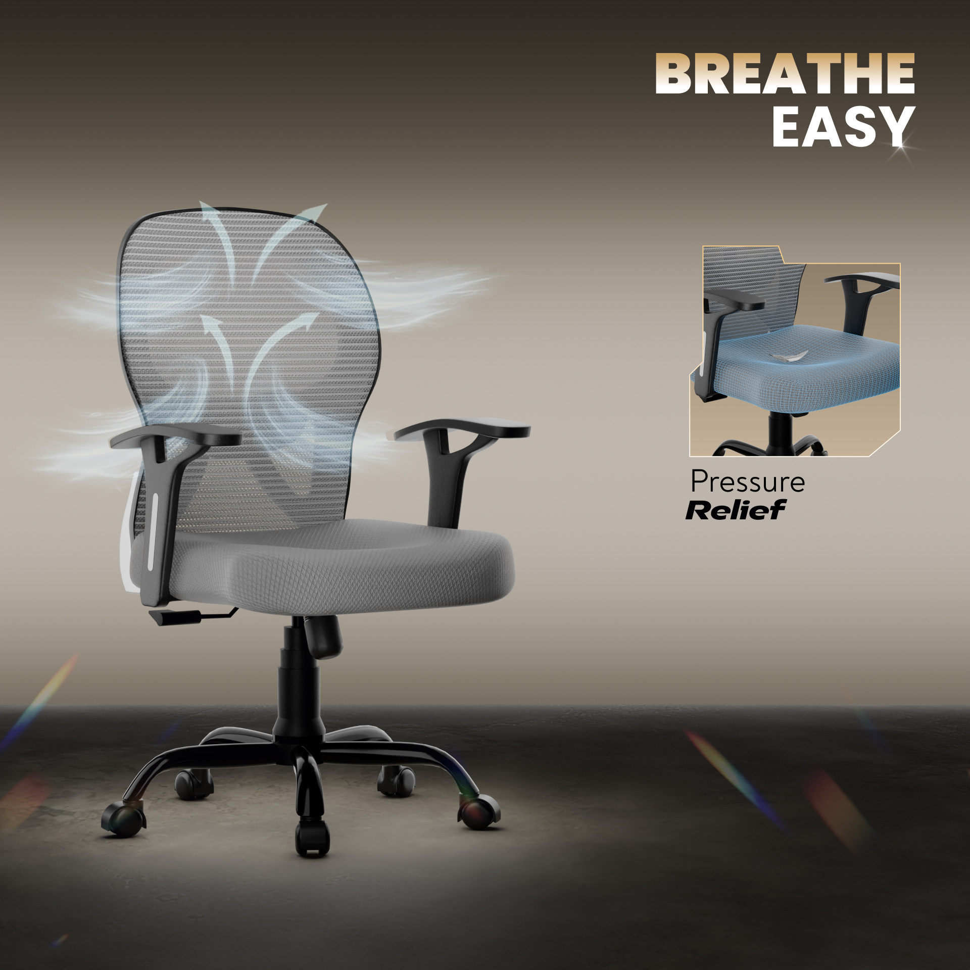 Leo Ergonomically Adjustable Executive High Back Mesh Home & Office Revolving Chair with 3 Years Warranty
