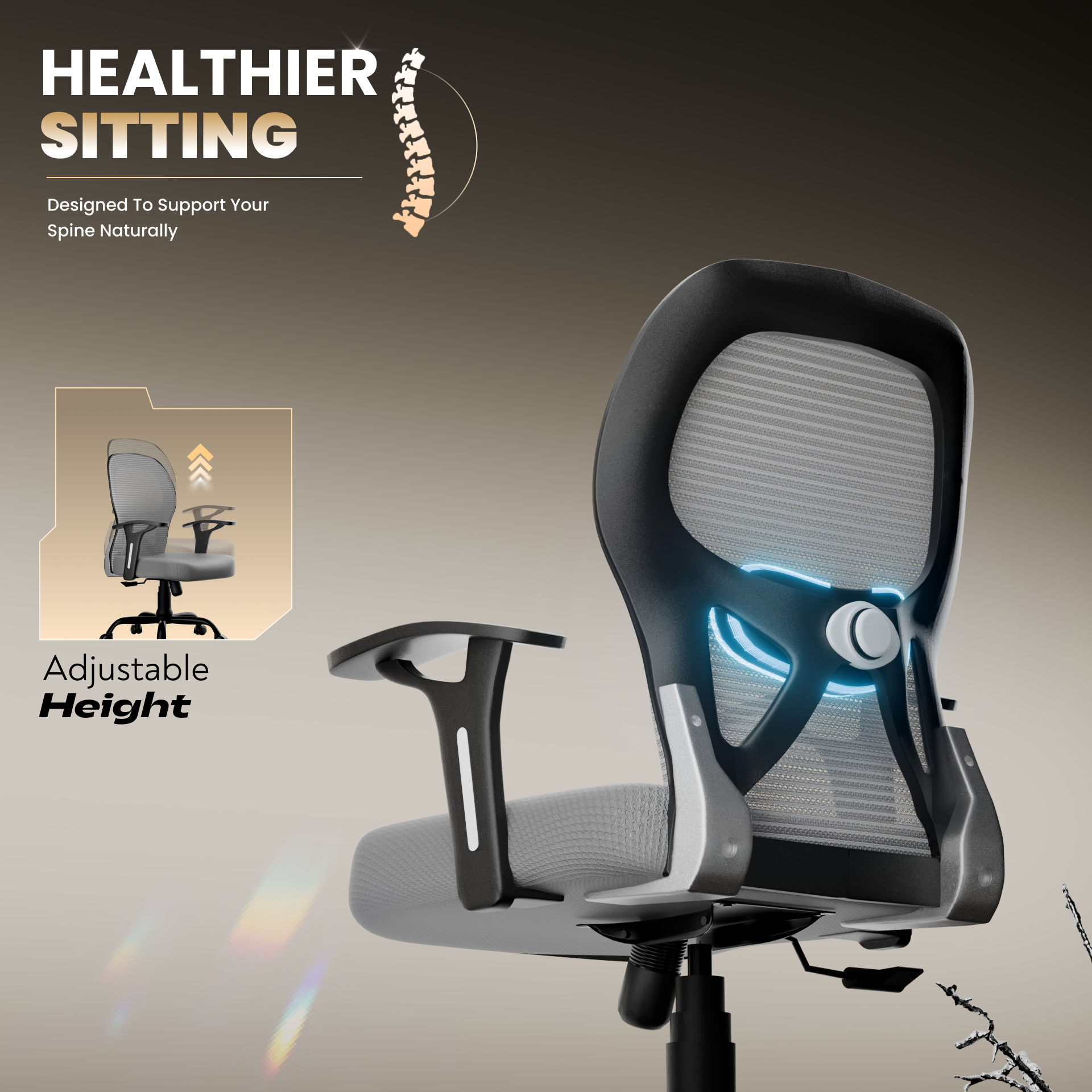 Leo Ergonomically Adjustable Executive High Back Mesh Home & Office Revolving Chair with 3 Years Warranty