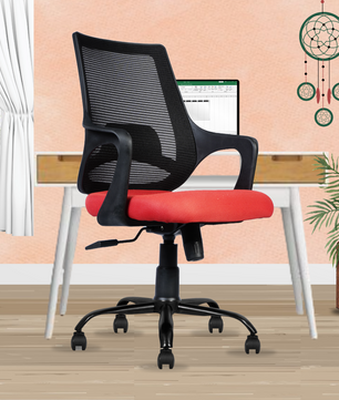 Grace Ergonomic Mesh Mid Back | 3-Year Warranty | Revolving Study Office Chair with Heavy Duty Metal Base