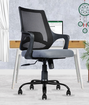 Grace Ergonomic Mesh Mid Back | 3-Year Warranty | Revolving Study Office Chair with Heavy Duty Metal Base
