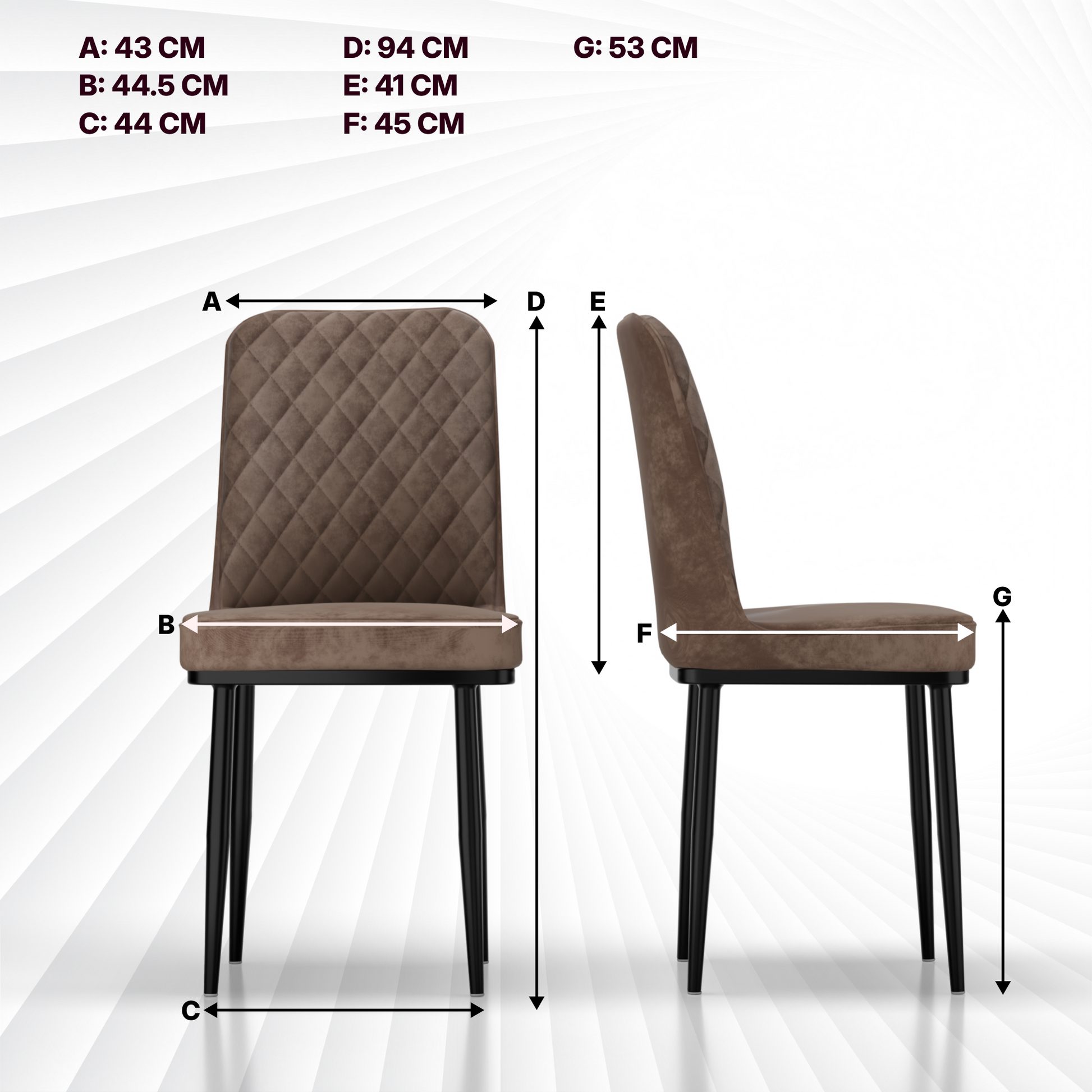 FurniVo IKON Premium Dining Chair with Cushioned Seat & Metal Legs | Premium Accent Chair for Living Room, Bedroom & Balcony | D.I.Y