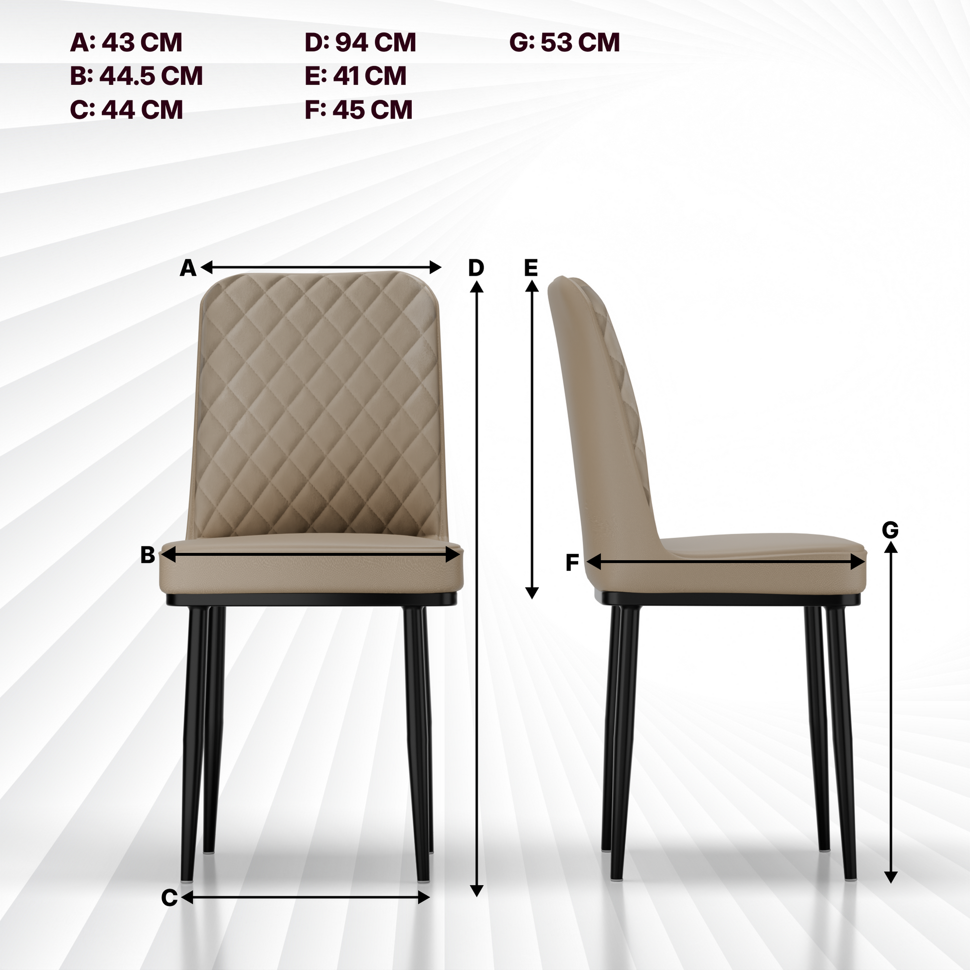 FurniVo IKON Premium Dining Chair with Cushioned Seat & Metal Legs | Premium Accent Chair for Living Room, Bedroom & Balcony | D.I.Y