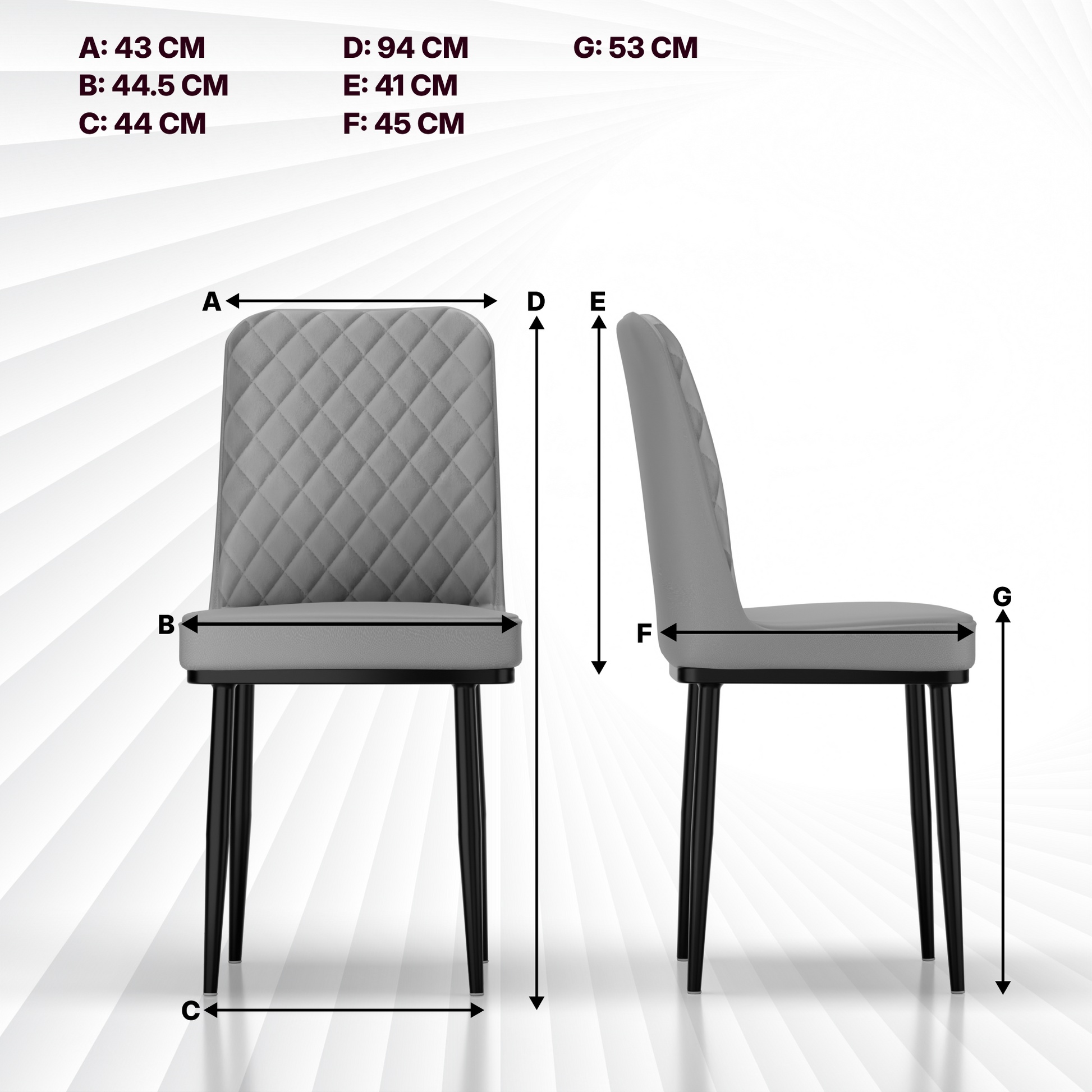 FurniVo IKON Premium Dining Chair with Cushioned Seat & Metal Legs | Premium Accent Chair for Living Room, Bedroom & Balcony | D.I.Y