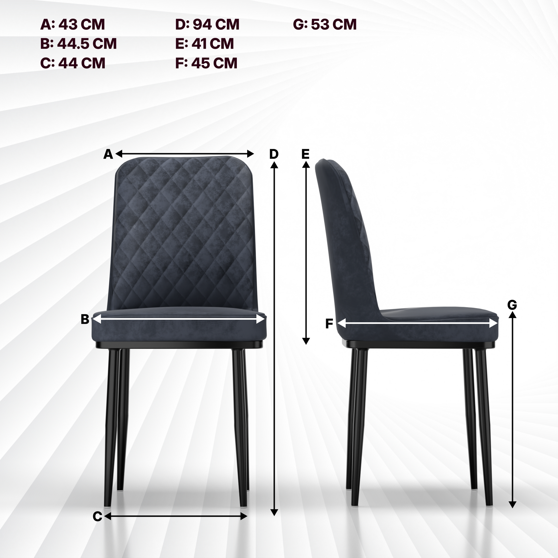 FurniVo IKON Premium Dining Chair with Cushioned Seat & Metal Legs | Premium Accent Chair for Living Room, Bedroom & Balcony | D.I.Y