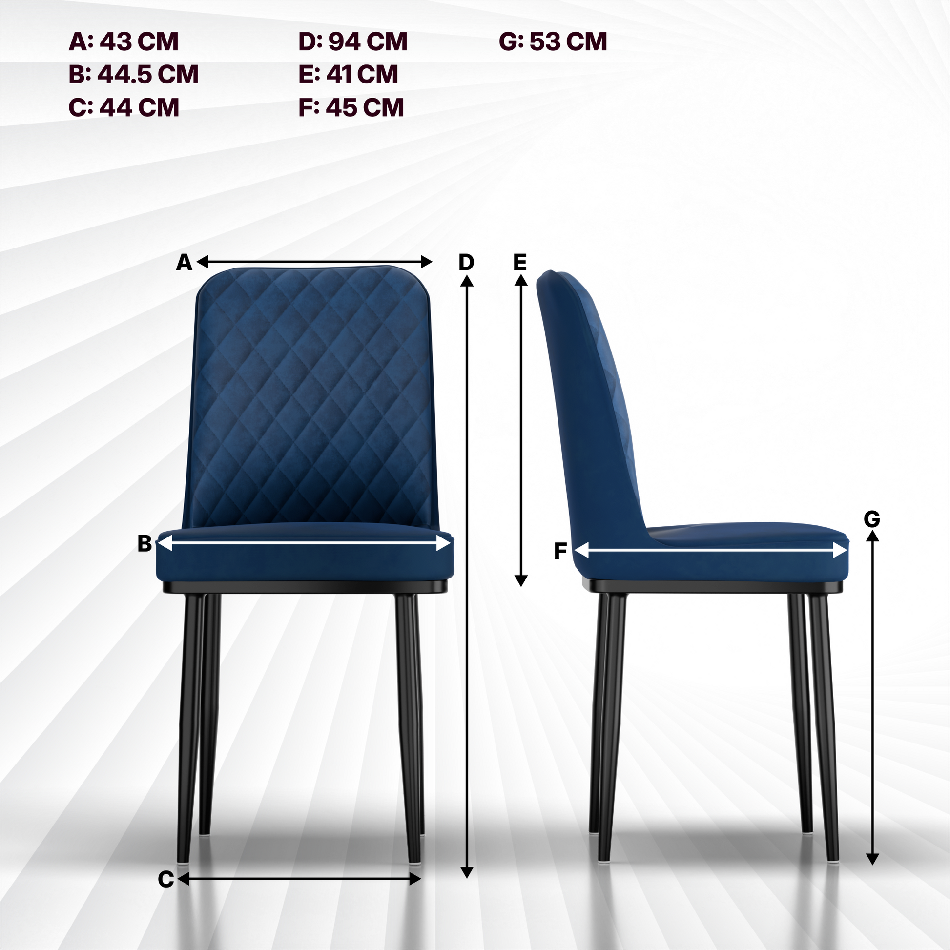 FurniVo IKON Premium Dining Chair with Cushioned Seat & Metal Legs | Premium Accent Chair for Living Room, Bedroom & Balcony | D.I.Y
