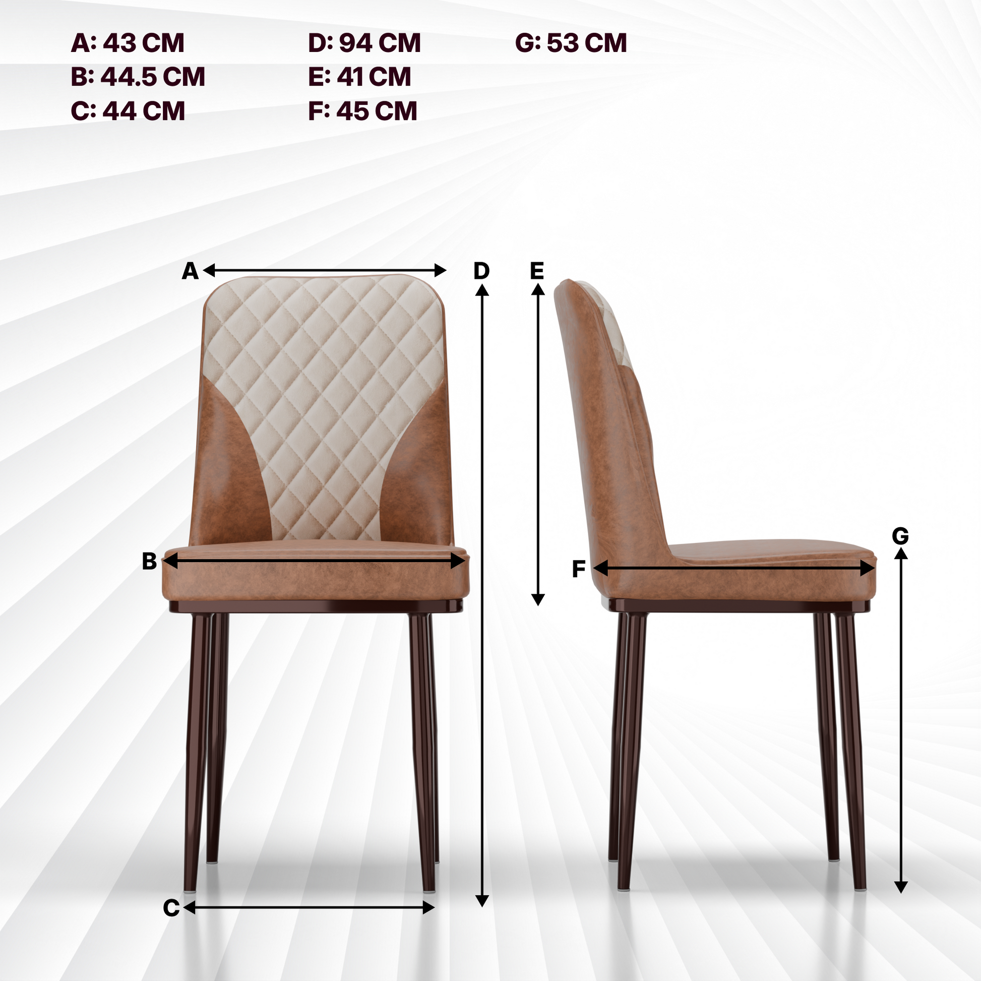 FurniVo IKON Premium Dining Chair with Cushioned Seat & Metal Legs | Premium Accent Chair for Living Room, Bedroom & Balcony | D.I.Y