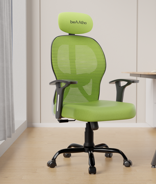 Leo Ergonomically Adjustable Executive High Back Mesh Home & Office Revolving Chair with 3 Years Warranty