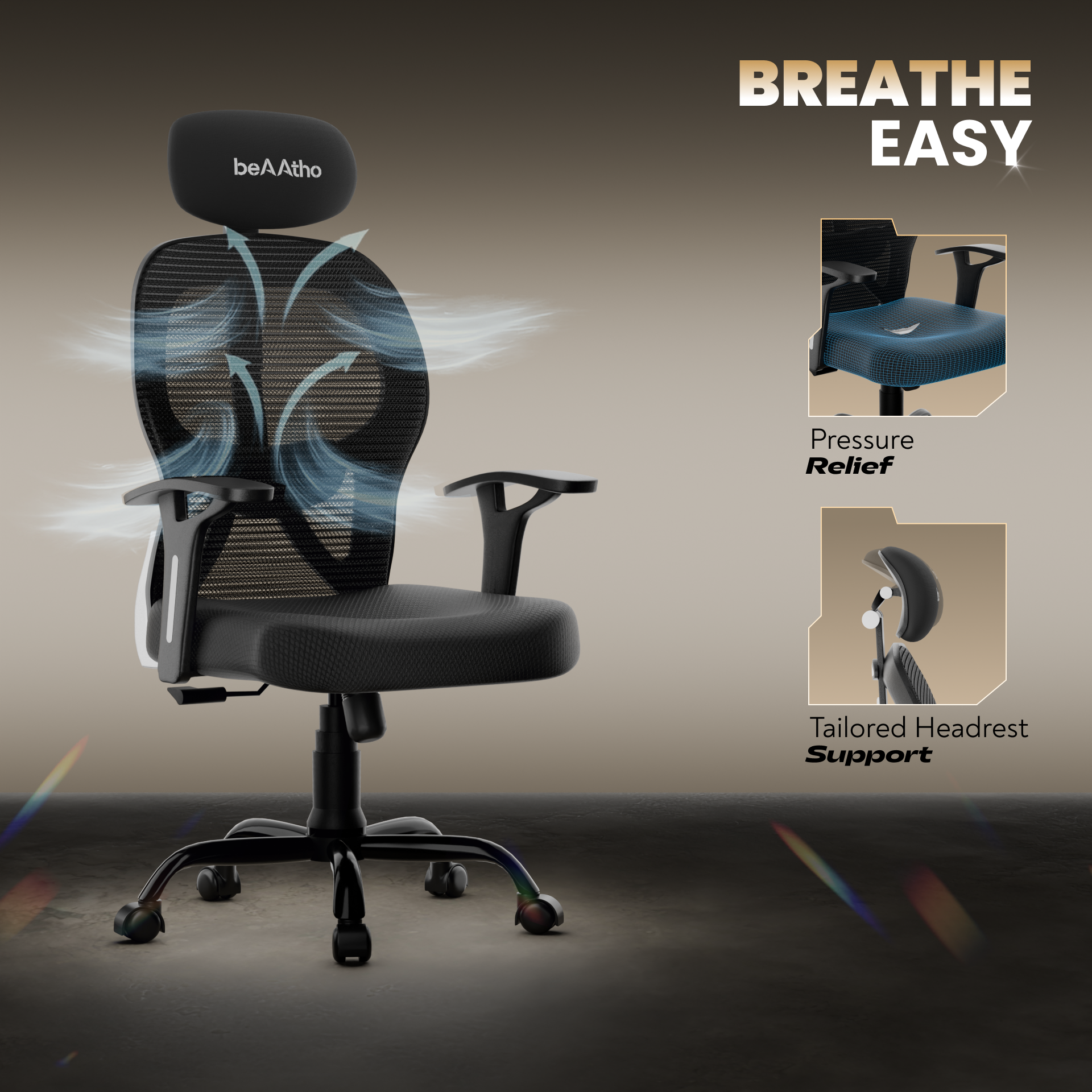 Leo Ergonomically Adjustable Executive High Back Mesh Home & Office Revolving Chair with 3 Years Warranty