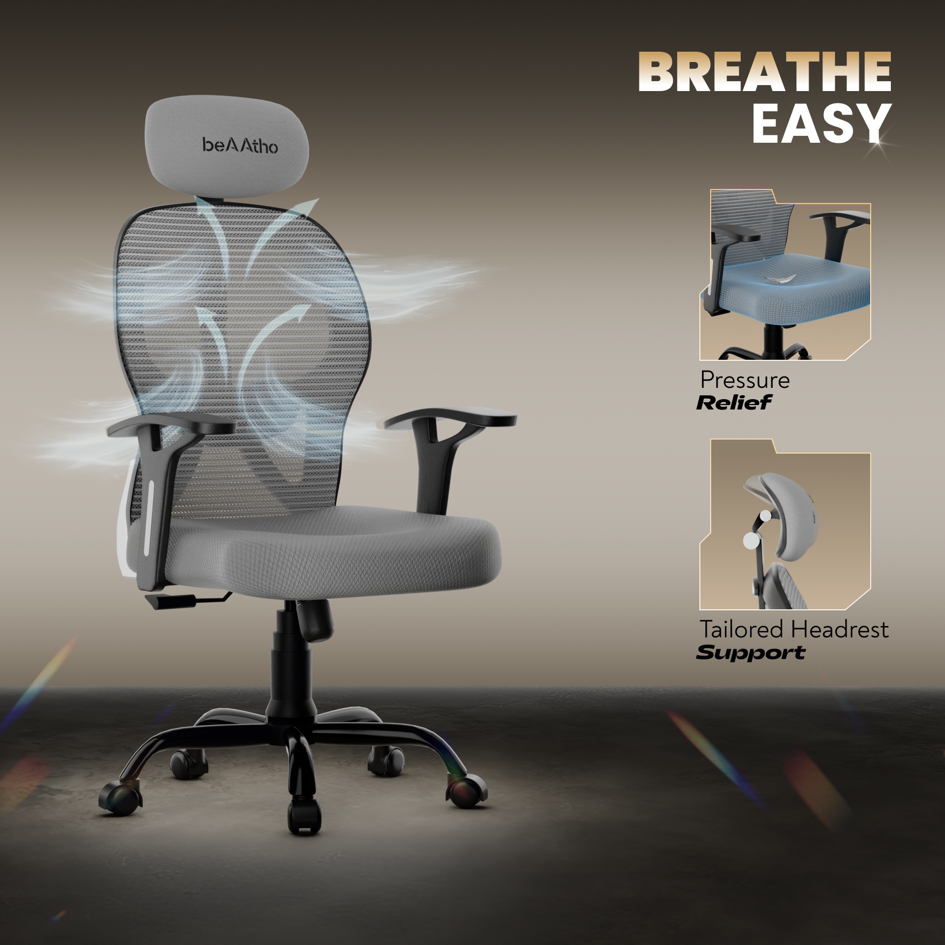 Leo Ergonomically Adjustable Executive High Back Mesh Home & Office Revolving Chair with 3 Years Warranty