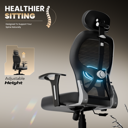 Leo Ergonomically Adjustable Executive High Back Mesh Home & Office Revolving Chair with 3 Years Warranty