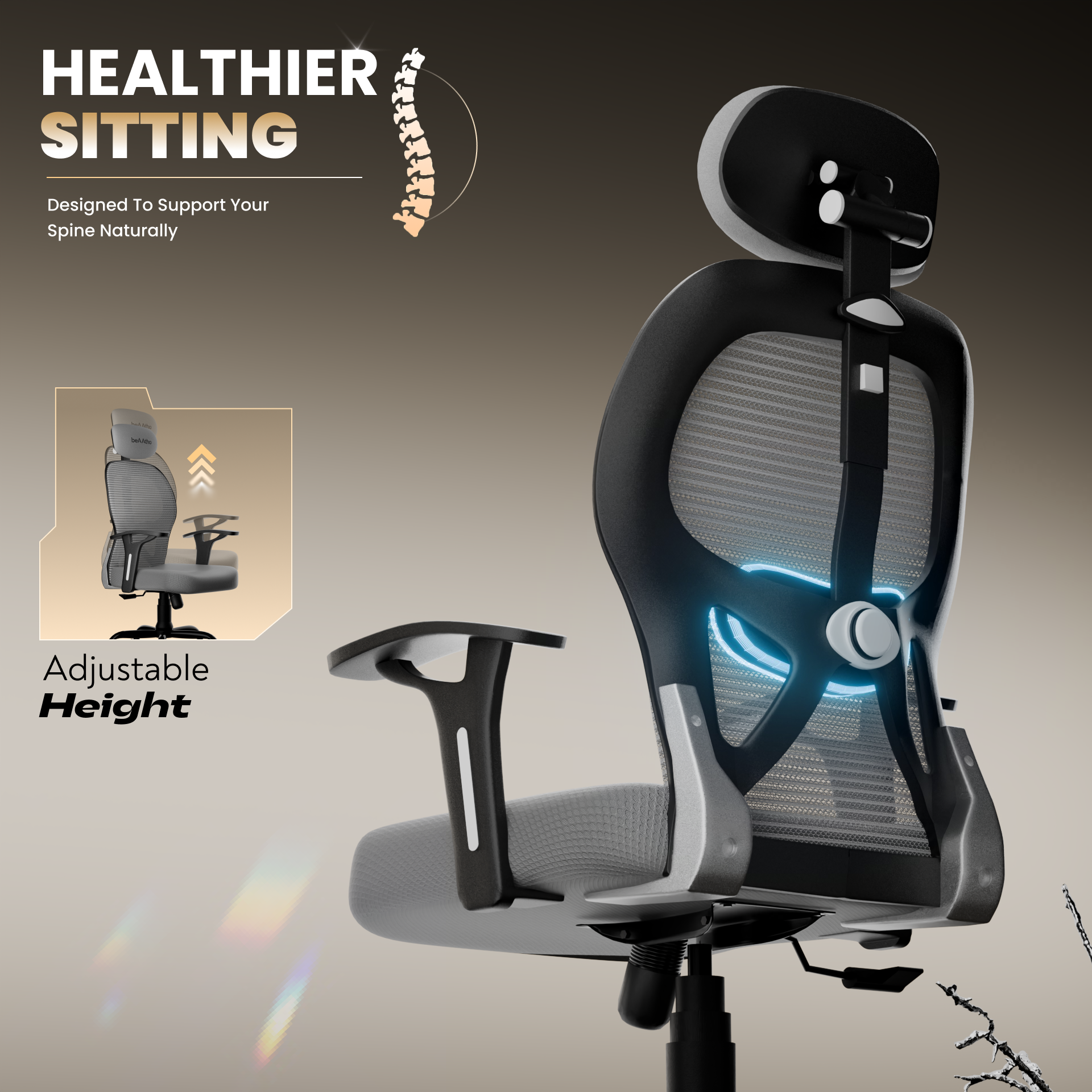 Leo Ergonomically Adjustable Executive High Back Mesh Home & Office Revolving Chair with 3 Years Warranty