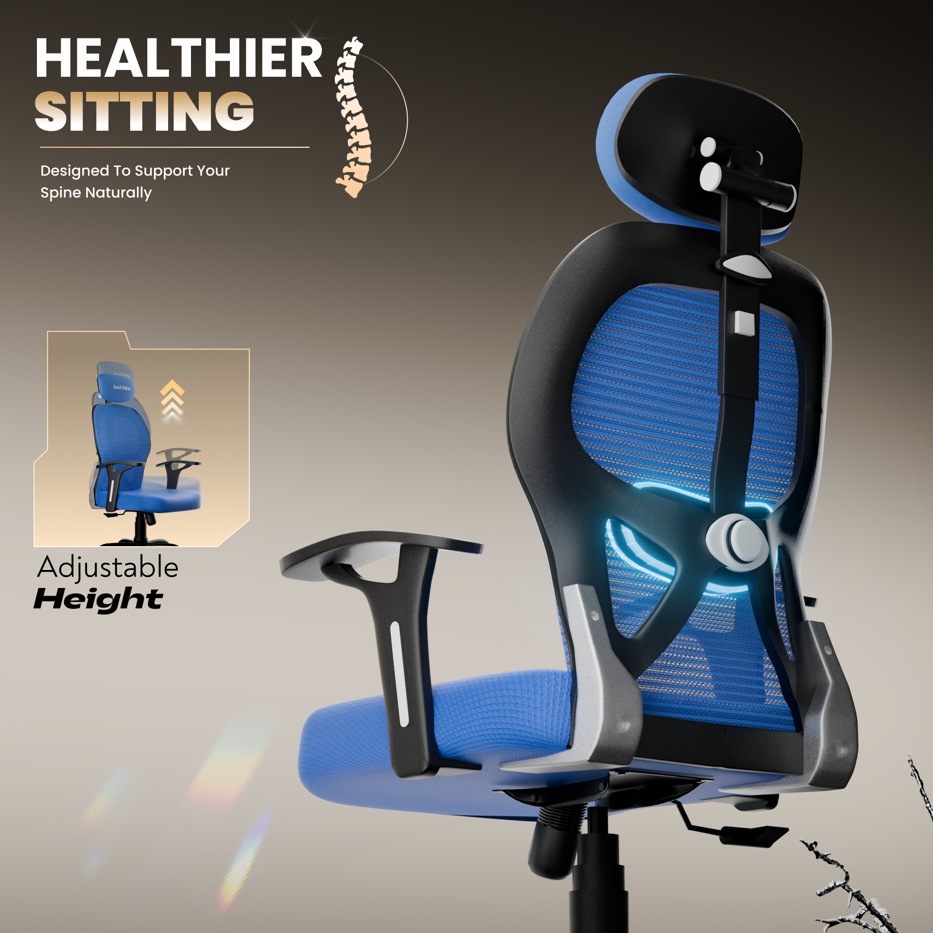 Leo Ergonomically Adjustable Executive High Back Mesh Home & Office Revolving Chair with 3 Years Warranty
