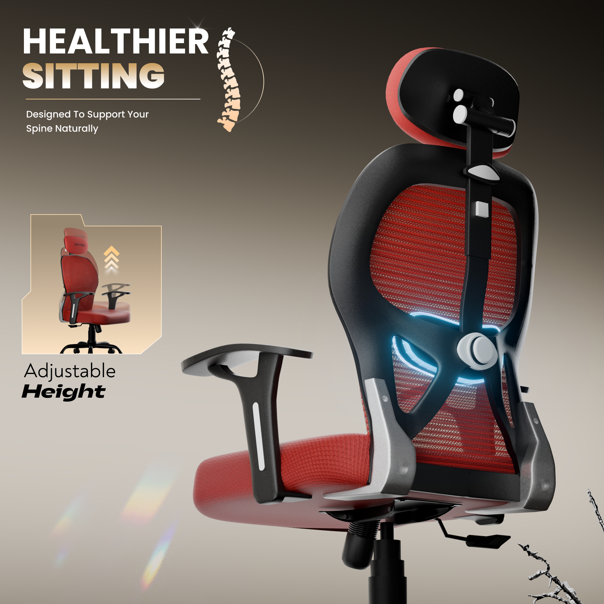 Leo Ergonomically Adjustable Executive High Back Mesh Home & Office Revolving Chair with 3 Years Warranty