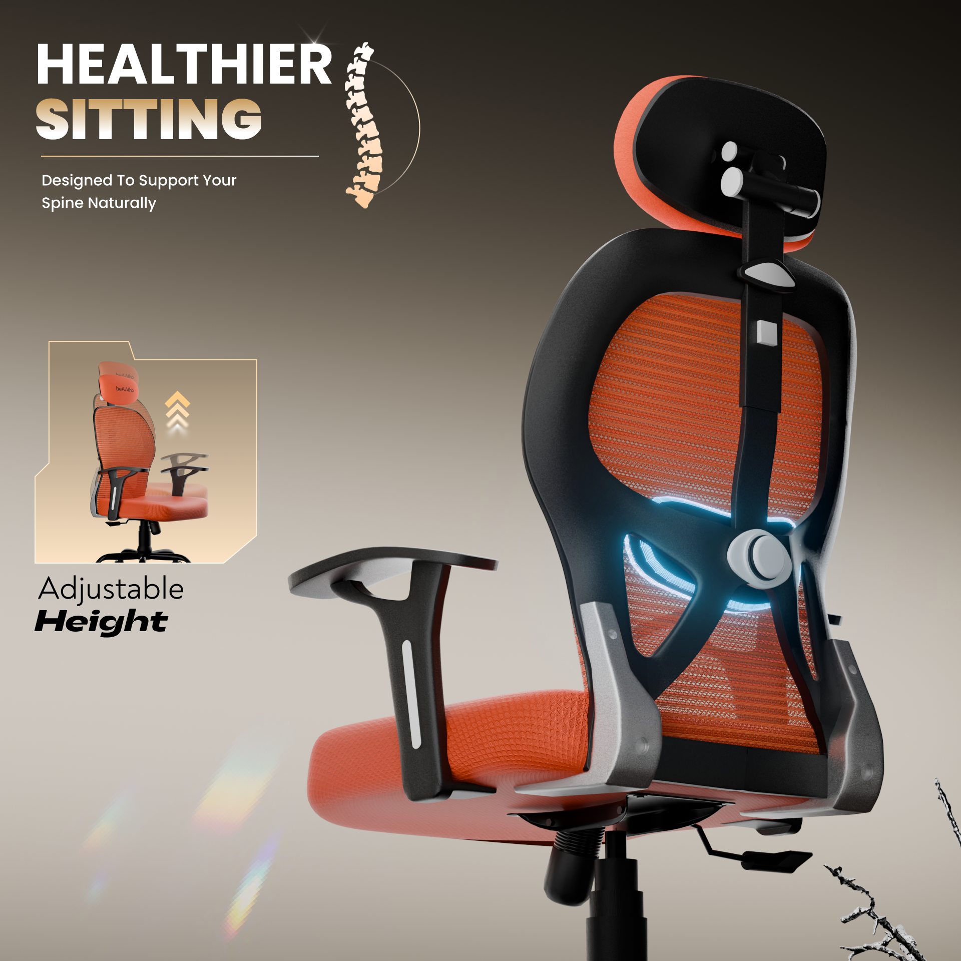 Leo Ergonomically Adjustable Executive High Back Mesh Home & Office Revolving Chair with 3 Years Warranty