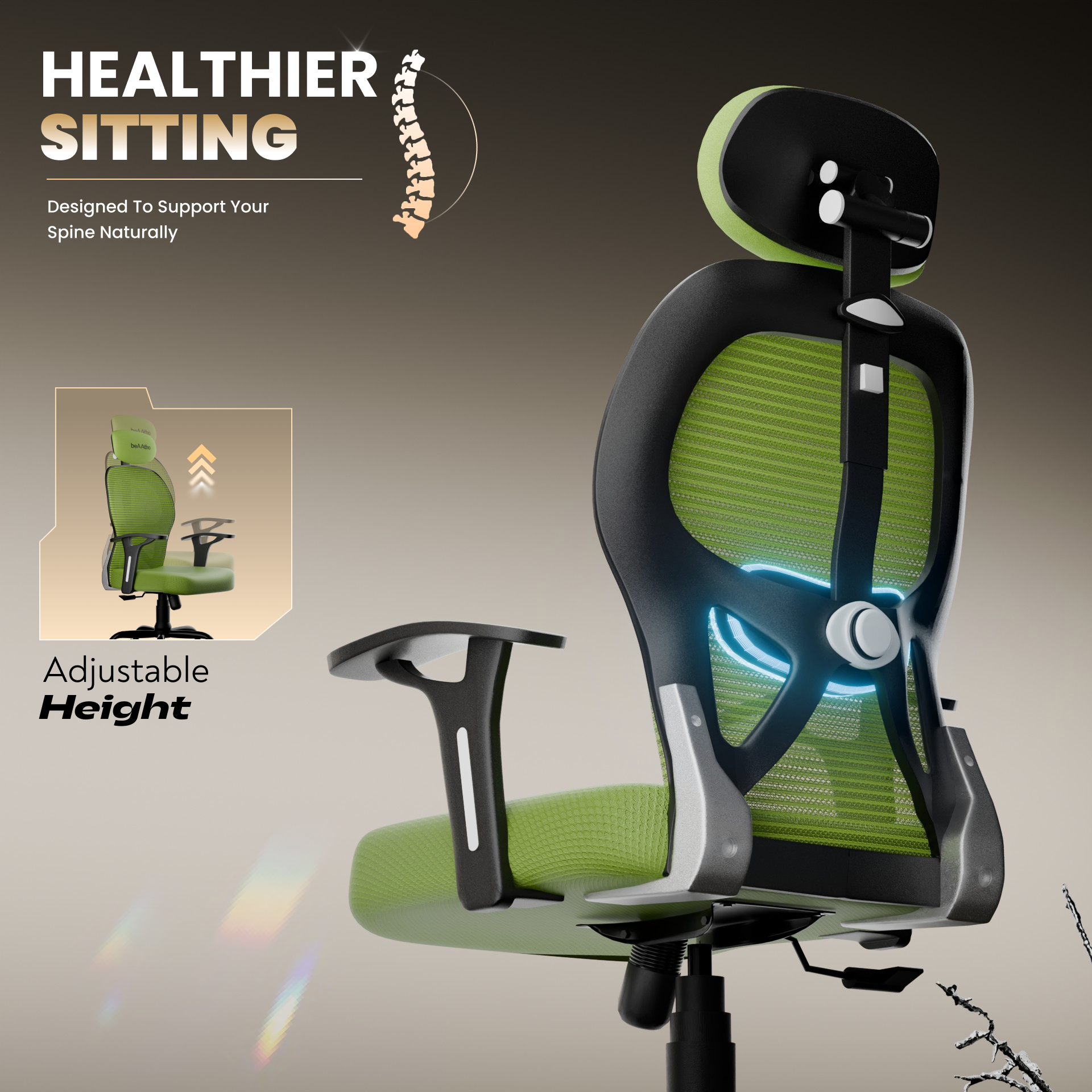 Leo Ergonomically Adjustable Executive High Back Mesh Home & Office Revolving Chair with 3 Years Warranty