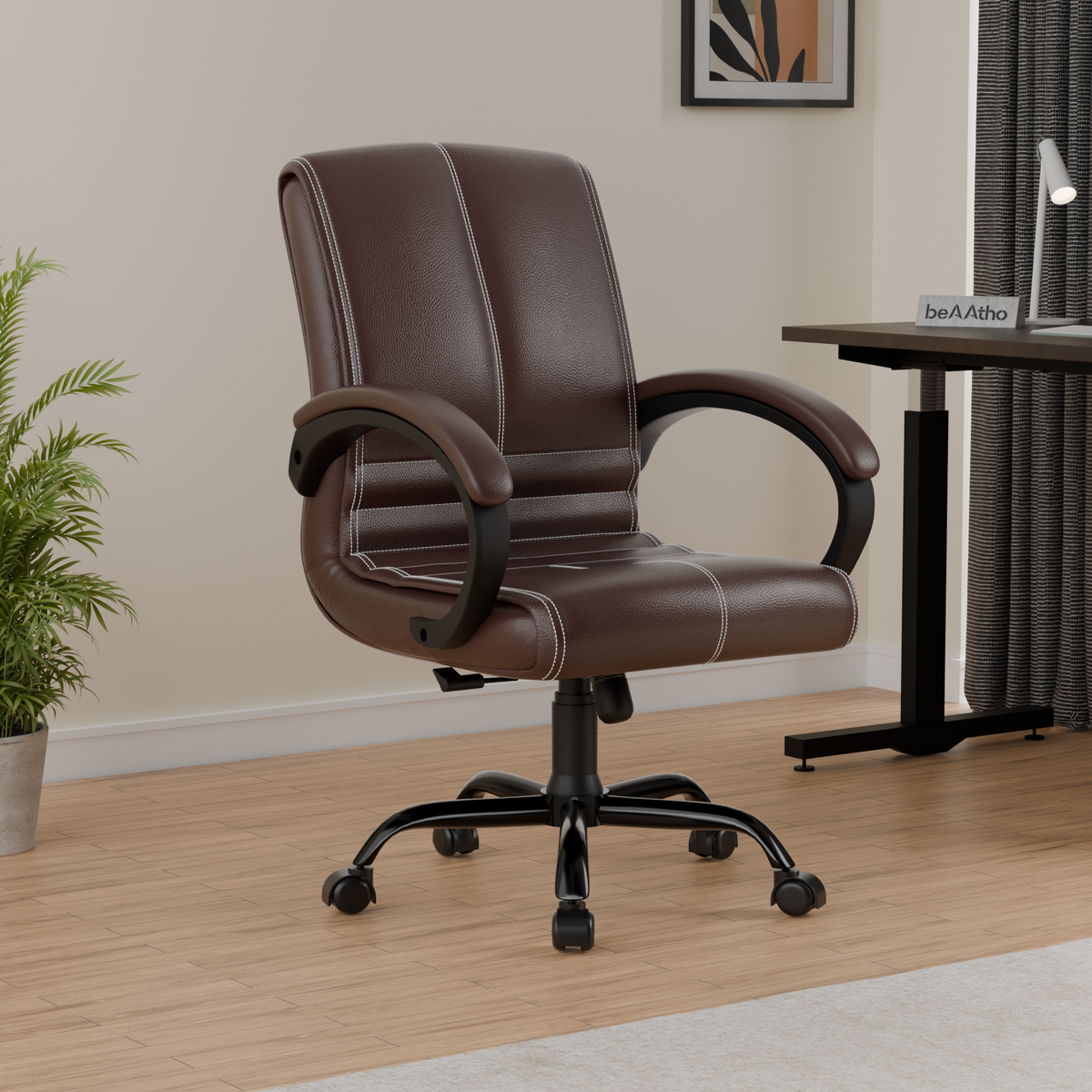 beAAtho® Aura Ergonomic Chair with Cushioned Seat & Backrest | Office & Visitor Chair