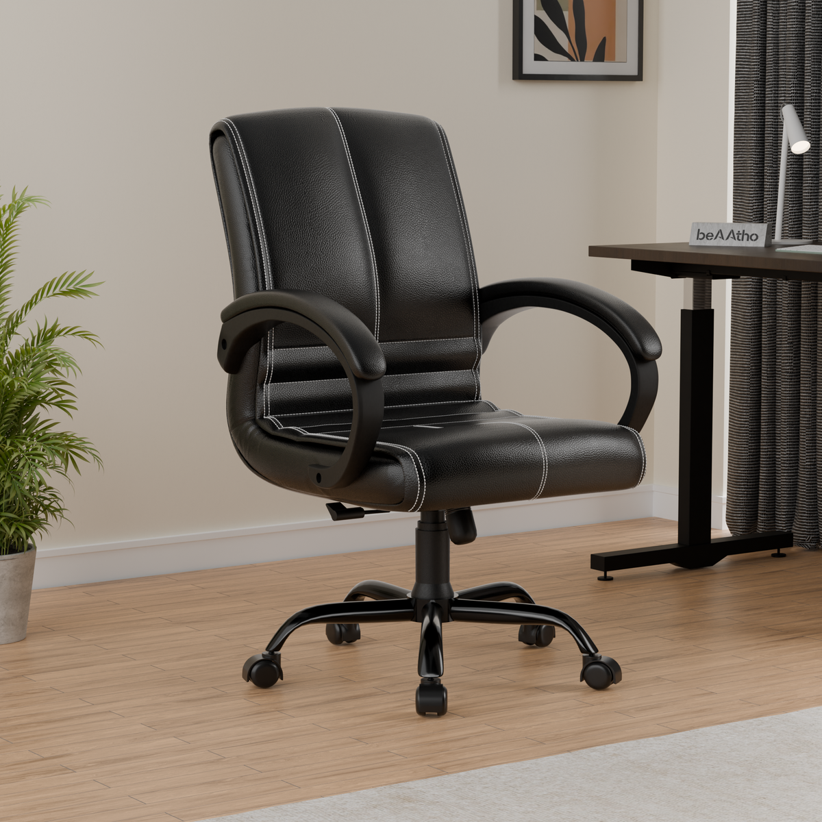 beAAtho® Aura Ergonomic Chair with Cushioned Seat & Backrest | Office & Visitor Chair