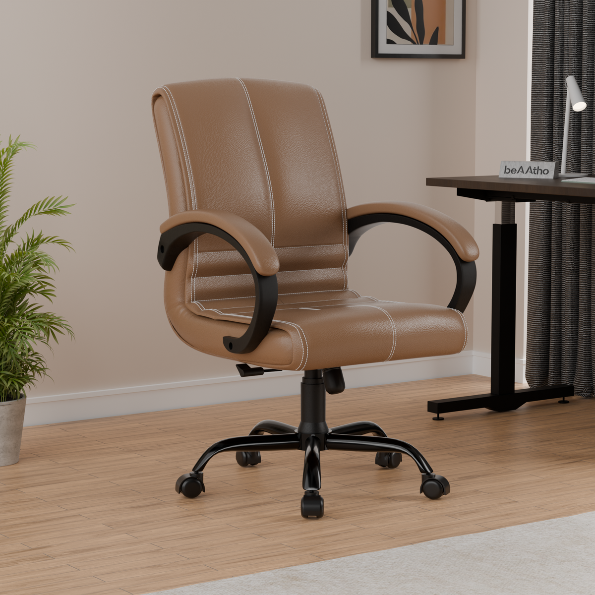 beAAtho® Aura Ergonomic Chair with Cushioned Seat & Backrest | Office & Visitor Chair