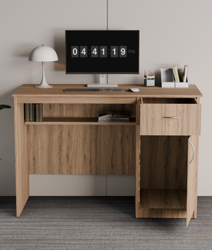 beAAtho Fusion Work & Study Desk for Home & Office with Under-Desk Storage Shelf, Drawer & Cabinet, 17mm Engineered Wood, Computer/Writing Desk for Adults & Students with 3 Year Warranty (Beige)