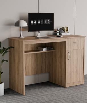 beAAtho Fusion Work & Study Desk for Home & Office with Under-Desk Storage Shelf, Drawer & Cabinet, 17mm Engineered Wood, Computer/Writing Desk for Adults & Students with 3 Year Warranty (Beige)