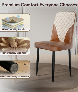 FurniVo IKON Premium Dining Chair with Cushioned Seat & Metal Legs