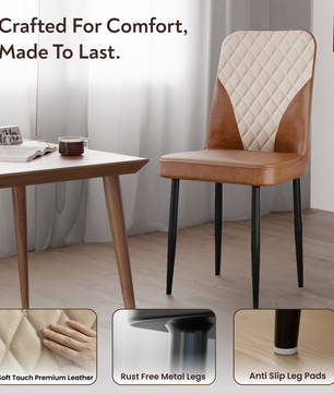 FurniVo IKON Premium Dining Chair with Cushioned Seat & Metal Legs