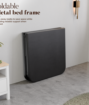 Metal Folding Single Bed with Fitted Double Layer Mattress for Sleeping | Guest Bed | Easily Storable Bed | Space Saving Single Bed | Sturdy Bed Frame (Double Layer Foam, 2.5ft x 6ft)