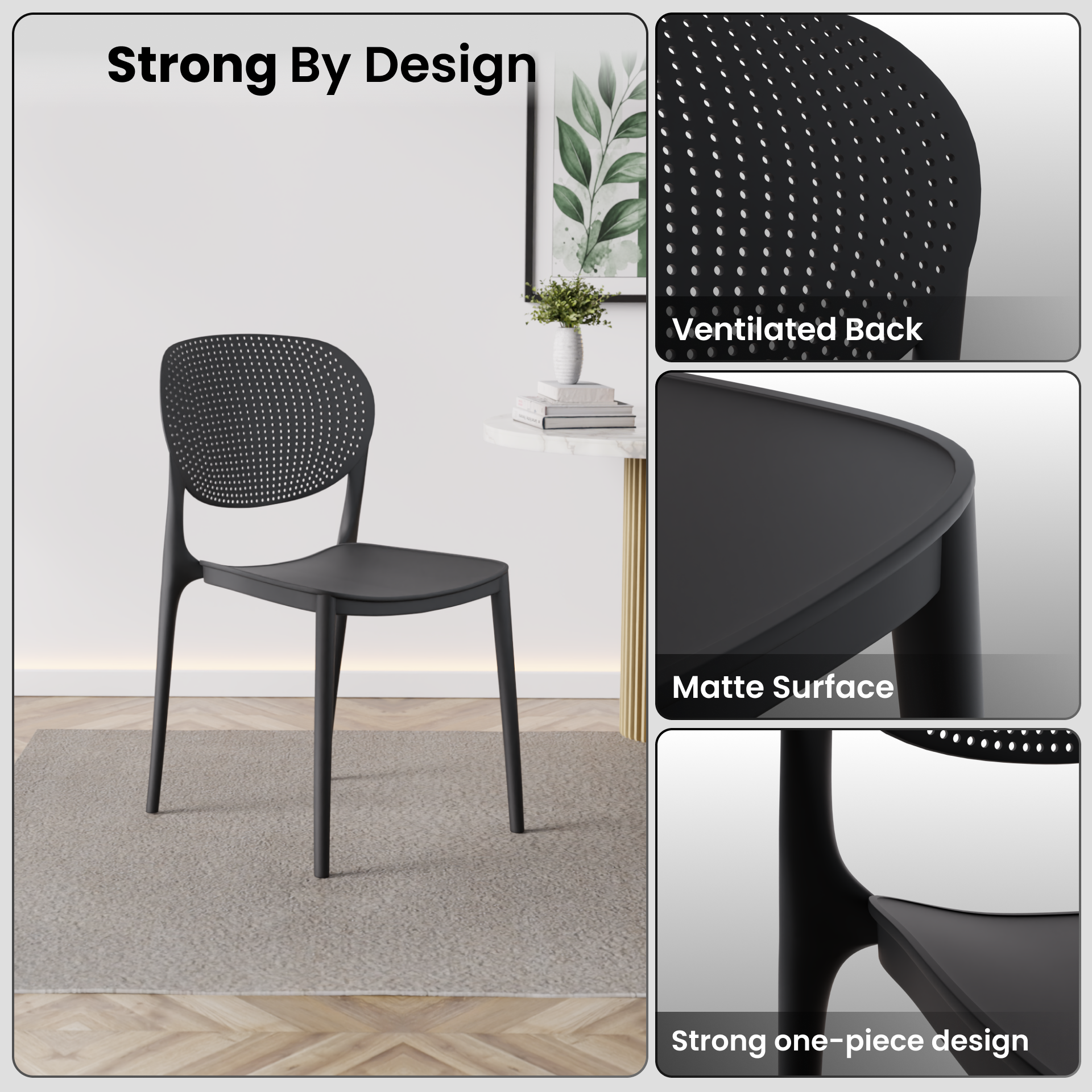 beAAtho Flora Stackable Multipurpose Chair | Modern Accent Chair for Home, Dining, Kitchen, Cafe & Restaurants | Durable Polypropylene | 3-Year Warranty