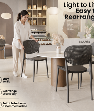 beAAtho Flora Stackable Multipurpose Chair | Modern Accent Chair for Home, Dining, Kitchen, Cafe & Restaurants | Durable Polypropylene | 3-Year Warranty