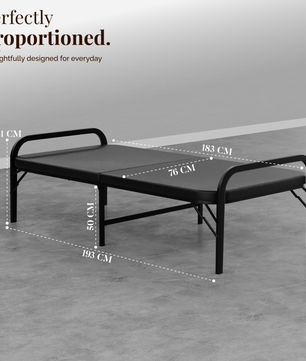 Metal Folding Single Bed with Fitted Double Layer Mattress for Sleeping | Guest Bed | Easily Storable Bed | Space Saving Single Bed | Sturdy Bed Frame (Double Layer Foam, 2.5ft x 6ft)