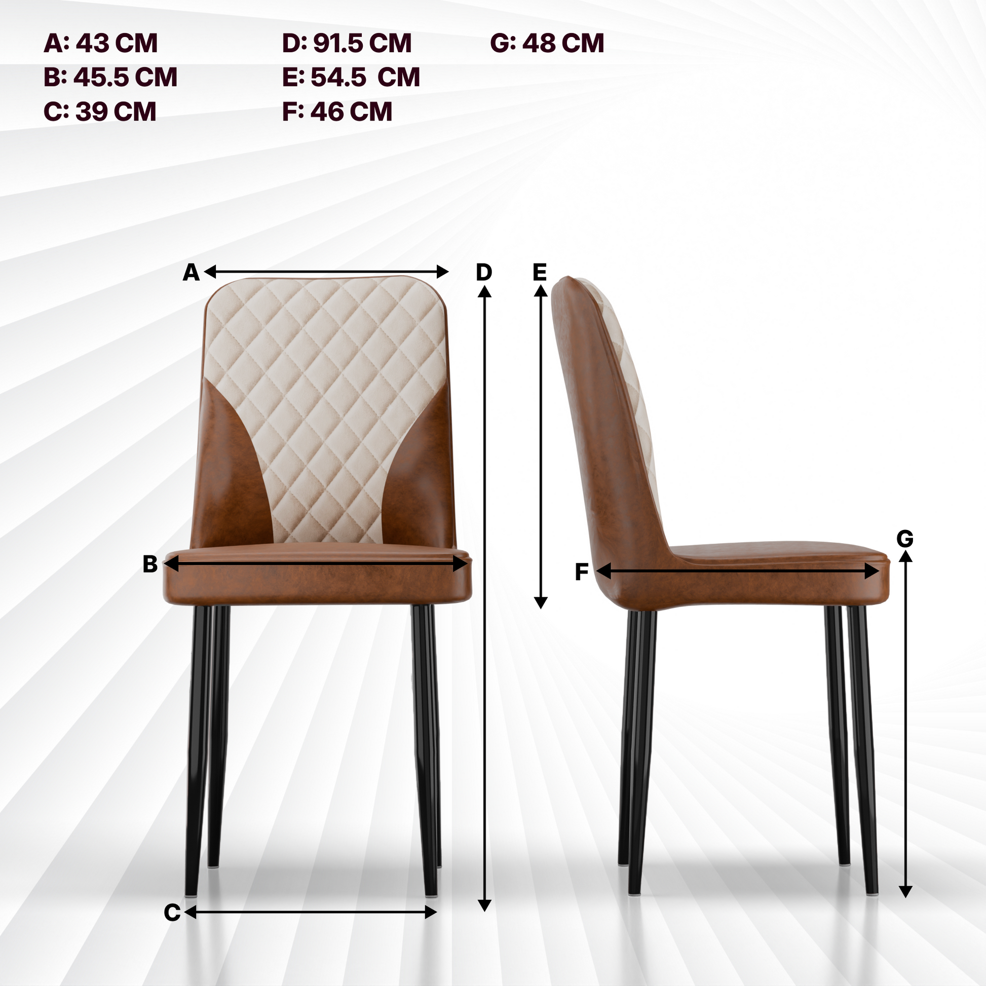 FurniVo IKON Premium Dining Chair with Cushioned Seat & Metal Legs