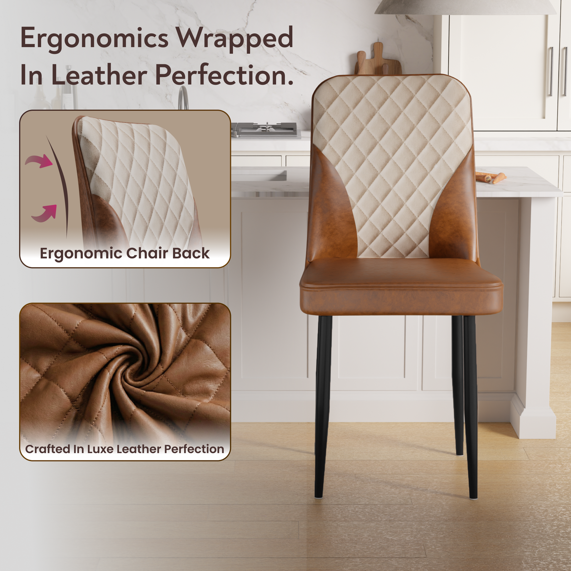 FurniVo IKON Premium Dining Chair with Cushioned Seat & Metal Legs
