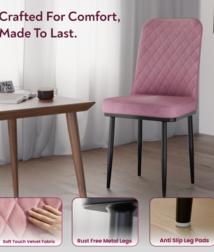 FurniVo IKON Premium Dining Chair with Cushioned Seat & Metal Legs | Premium Accent Chair for Living Room, Bedroom & Balcony | D.I.Y