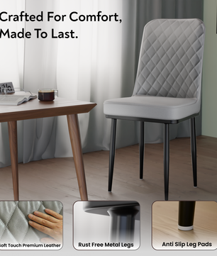 FurniVo IKON Premium Dining Chair with Cushioned Seat & Metal Legs | Premium Accent Chair for Living Room, Bedroom & Balcony | D.I.Y