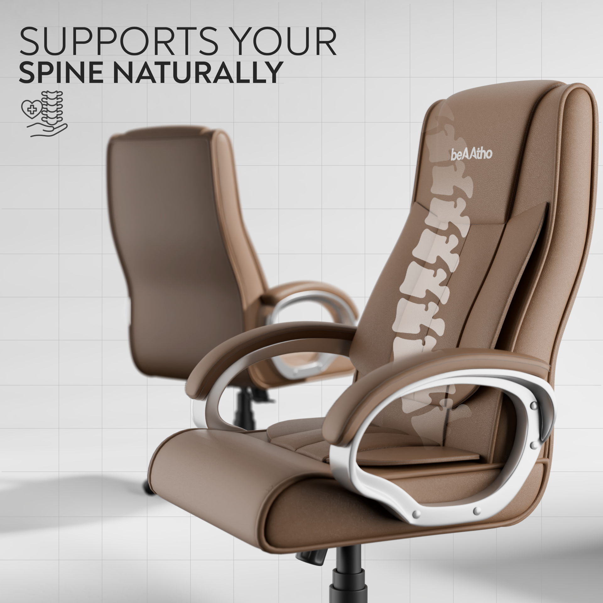 Berlin Orthopedic Boss Chair -3-Year Warranty | Breathable Executive Office Chair | Ergonomic High- Back Chair-Cushioned Seat & Armrests | Metal Base.
