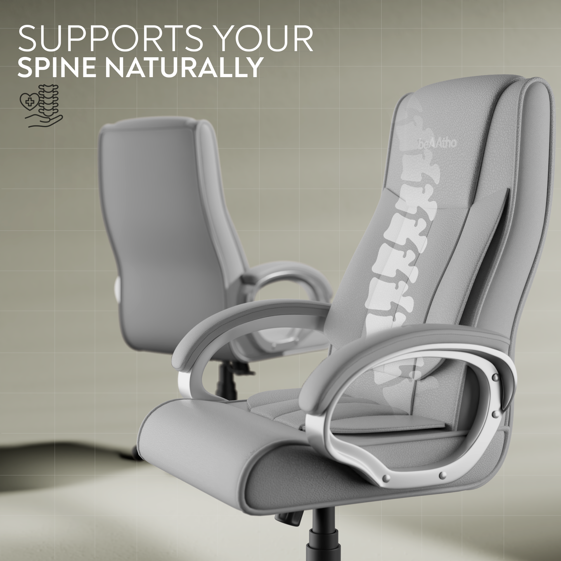 Berlin Orthopedic Boss Chair -3-Year Warranty | Breathable Executive Office Chair | Ergonomic High- Back Chair-Cushioned Seat & Armrests | Metal Base.