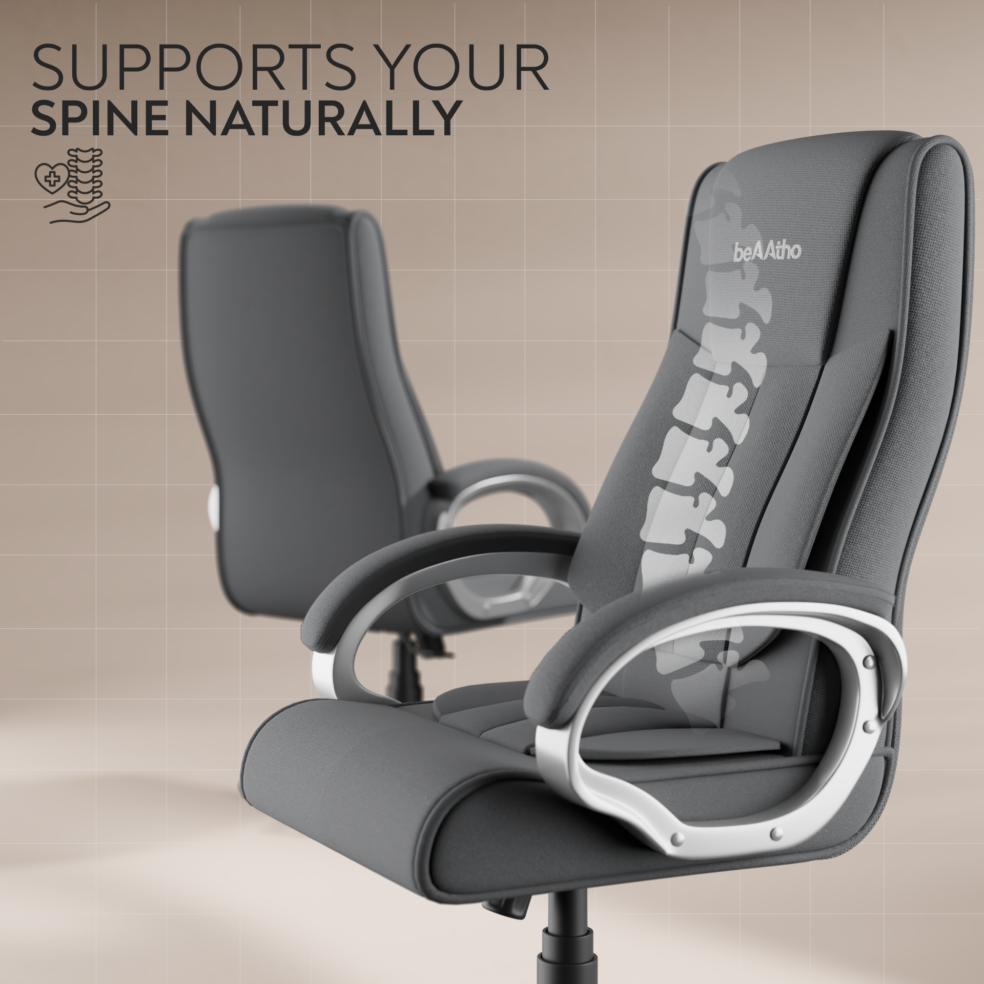 Berlin Orthopedic Boss Chair -3-Year Warranty | Breathable Executive Office Chair | Ergonomic High- Back Chair-Cushioned Seat & Armrests | Metal Base.