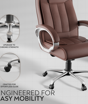 Berlin Orthopedic Boss Chair -3-Year Warranty | Breathable Executive Office Chair | Ergonomic High- Back Chair-Cushioned Seat & Armrests | Metal Base.