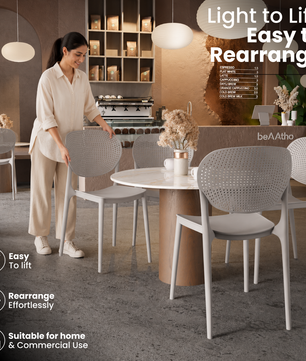 beAAtho Flora Stackable Multipurpose Chair | Modern Accent Chair for Home, Dining, Kitchen, Cafe & Restaurants | Durable Polypropylene | 3-Year Warranty