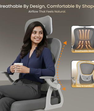 FurniVo Spark Ergonomic High Back Office Chair with 3D Adjustable Armrest, Adjustable Lumbar Support, Revolving Mesh Chair - Home & Office